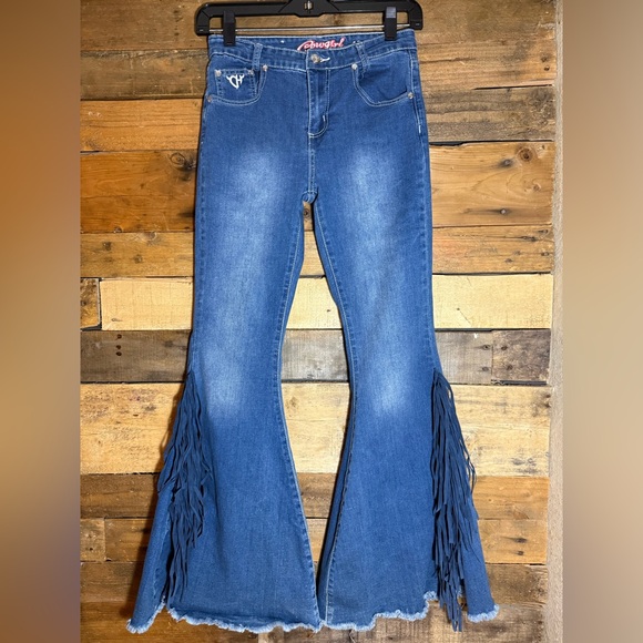 Cowgirl Hardware Other - Cowgirl Hardware Girls' Flare Leg Jeans with Side Fringe size 12